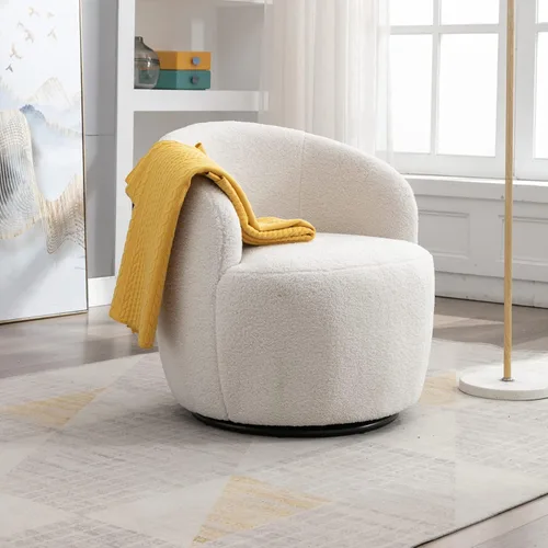 Vista 50 de Silla giratoria decorativa, moderna silla tapizada de barril con respaldo ergonómico y cojín cómodo, sillón individual de ocio para sala de estar