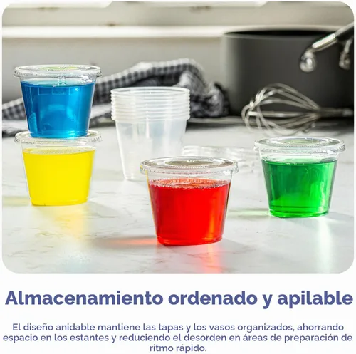 Vista 5 de Recipientes de plástico descartables con tapa para separar porciones o hacer souffle, Translúcido Leak-Proof, BPA-Free, Crack-Resistant, Stackable
