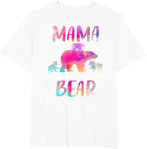 Vista 11 de Bear Matching Family Outfits, Funny Mama Bear Three Cubs T-Shirt Negro