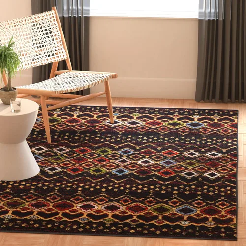 Vista 49 de SAFAVIEH Amsterdam Collection Alfombra Decorativa - 2.3 pies x 4 pies, Negro & Multi, Diseño Marroquí Bohemio, Sin Desprendimiento y Fácil Cuidado