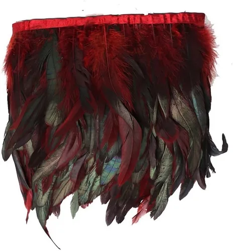 Vista 5 de KOLIGHT Paquete de 2 yardas con flecos de plumas de gallo natural de 5-7 pulgadas de ancho, decoración de bricolaje (negro)