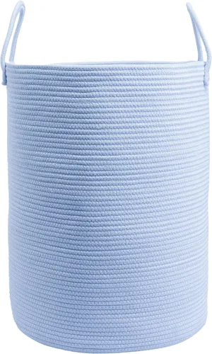 Vista 9 de XUANGUO - Cesta de lavandería de cuerda de algodón, cesta tejida de almacenamiento para ropa, cesta de mimbre para sala de estar, dormitorio, cesta
