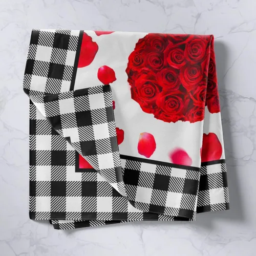 Vista 2 de Tapiz femenino de flores de rosas rojas, tapiz de pared para el día de San Valentín, decoración de habitación de niñas y mujeres, diseño de retazos