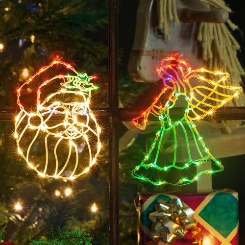 Vista 12 de Paquete de 2 luces de silueta de ventana de Navidad de 50 L, incluyendo: 1 estrella x 1 estrella de Belén