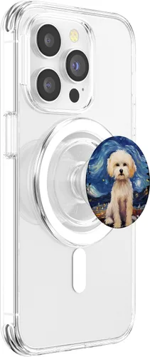 Vista 3 de Maltipoo Dog Starry Night Painting Dog Mom Dad PopSockets MagSafe PopGrip para iPhone