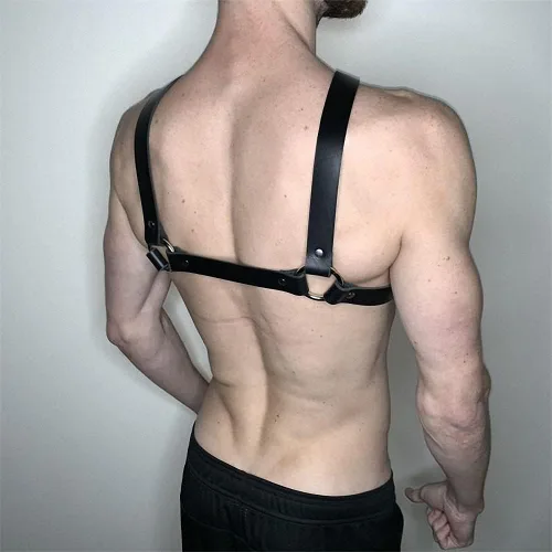 Vista 4 de Hombres Arnés Tops Espada Cinturón Cuero PU Cuerpo Bondage Ropa Correa Ajustable
