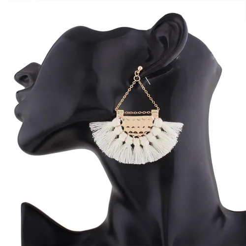 Vista 5 de Youniker - Pendientes de borla bohemia, estilo retro, con borla, estilo bohemio, para mujer