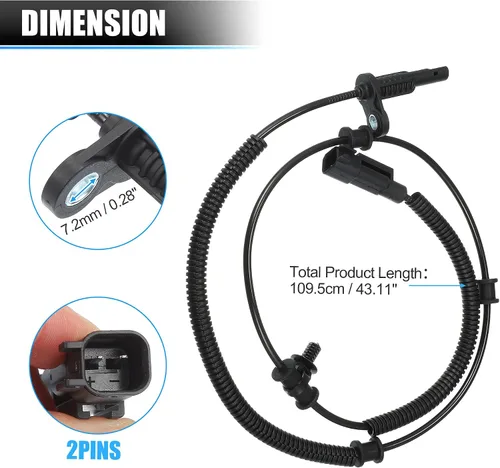 Vista 6 de X AUTOHAUX 2 unids ABS Sensor de velocidad de rueda trasera izquierda derecha Sensor de freno ABS para Ram 1500 2013-2018 para Ram 1500 Classic