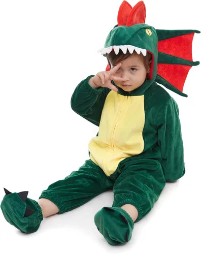 Vista 4 de HSCTEK - Disfraces de dinosaurio para bebés, recién nacidos y niñas y niños pequeños Dilofosaurio