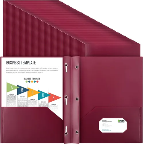 Vista 18 de Cholemy Paquete de 72 carpetas de bolsillo con puntas, carpetas de plástico resistente con ranura para tarjetas de visita, sujetadores de 3 puntas