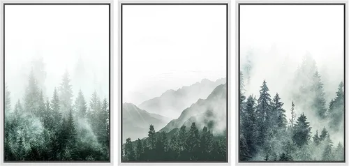 Vista 86 de SIGNWIN Lienzo enmarcado para pared, juego de arte de campos pastorales, flores silvestres, campo rústico, paisaje, floral, ilustraciones modernas