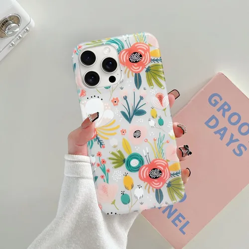 Vista 6 de J.west Funda para iPhone 13 Pro Max, funda transparente floral flexible de TPU a prueba de golpes, diseño elegante transparente, funda protectora