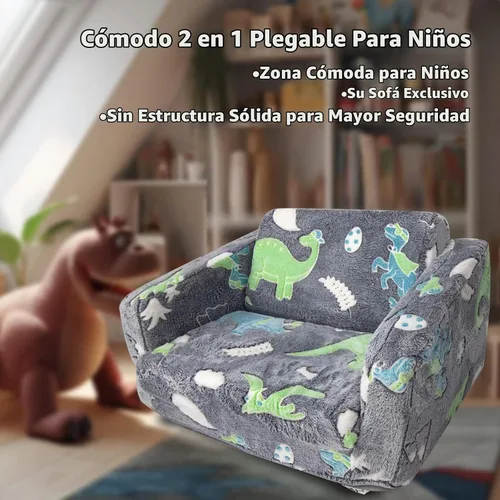 Vista 8 de Asou - Sofá infantil que brilla en la oscuridad, sofá plegable para jugar