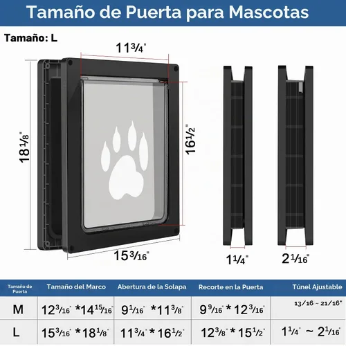 Vista 6 de CEESC Puerta Grande para Perros para Mascotas de Hasta 100 lb, Puerta para Mascotas Resistente a la Intemperie para Gatos y Perros, Duradera, Panel