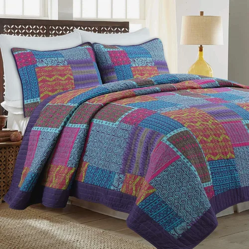Vista 15 de Cozy Line Home Fashions Juego de ropa de cama reversible con diseño de mosaico real Brody Farmhouse Chocolate Plaid a rayas, colcha colcha