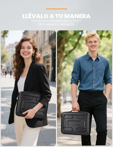 Vista 2 de DOMISO Funda para laptop de 13.3 pulgadas con asa, bolsa para computadora a prueba de golpes, funda protectora impermeable EVA para portátiles