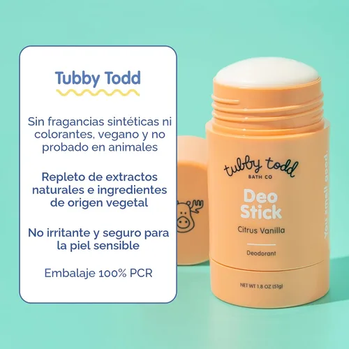 Vista 4 de Tubby Todd Deo Stick, desodorante infantil para pieles sensibles