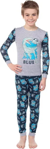 Vista 3 de INTIMO Jurassic World - Conjunto de pijama para niños con logotipo de la película de Parque de Cine Azul