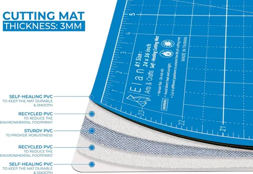 Vista 3 de Estera de Corte Elan A4 Azul, Estera de Corte Autorreparable A4 Azul 9x12 Pulgadas, Tabla de Corte Artesanal de 5 Capas Azul, Tabla de Pasatiempos