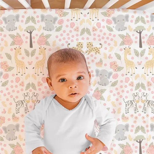 Vista 3 de The Peanutshell Juego de 3 piezas de ropa de cama para cuna de bebé para niñas - Decoración de cama de recién nacida, bebé y niña con sábana