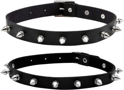 Vista 22 de Eigso - Gargantilla vintage de cuero sintético con remaches y picos, estilo punk, gótico, ajustable