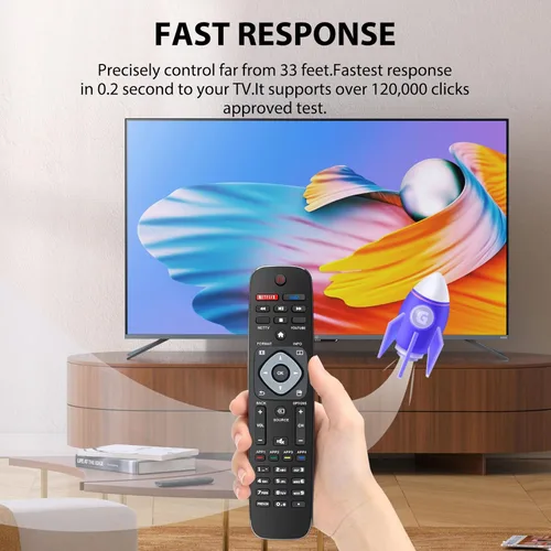 Vista 5 de Paquete de 2 para reemplazo remoto de TV Philips, compatible con todos los televisores inteligentes Philips LED/LCD/HDTV/UHD (NH500UP)
