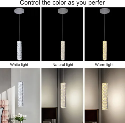 Vista 6 de Lámpara de techo LED de cristal, moderna lámpara de techo semiempotrada para sala de estar, comedor, dormitorio, isla de cocina, entrada