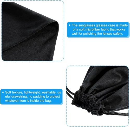 Vista 3 de PATIKIL Bolsa de gafas de esquí, funda de microfibra para gafas de nieve, funda de almacenamiento suave, bolsa con cordón