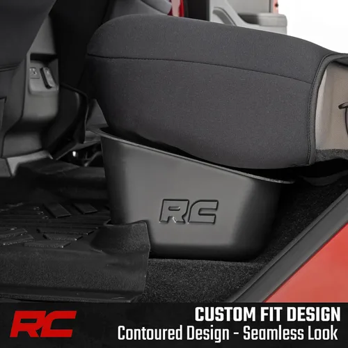 Vista 3 de Rough Country Caja de almacenamiento debajo del asiento para Nissan Frontier Crew Cab (2005-2025) - Organizador de bandeja trasera debajo