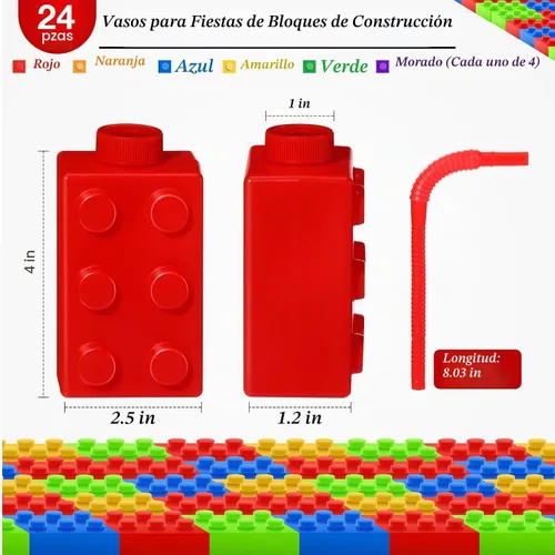 Vista 2 de Sawysine - Juego de 24 tazas de bloques de construcción de 10 onzas