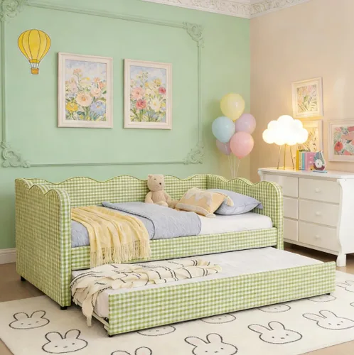 Vista 13 de Bellemave Cama diurna tamaño twin con nido para adultos, niños, niñas, adolescentes, camas diurnas con nido para sala de estar, terciopelo, beige