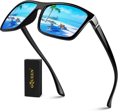 Vista 13 de GQUEEN - Lentes de sol polarizados retro para hombre y mujer, con protección UV400, marco cuadrado rectangular