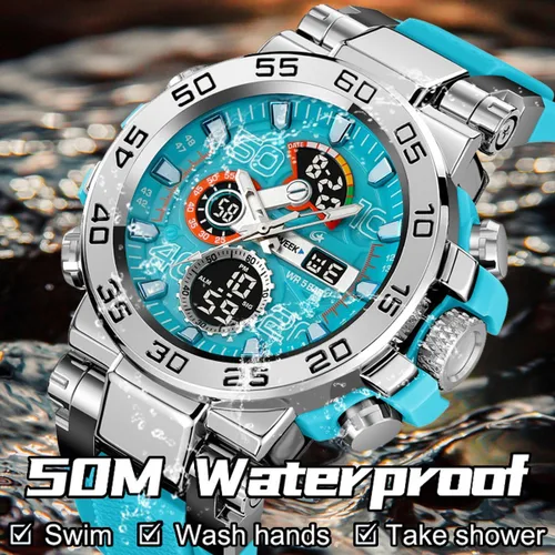 Vista 3 de findtime Mens Watch Sport Military Watches Colorful Waterproof Digital Analog Watch Tactical Outdoor Big Face Wrist Watches Dual Time LED Luminous