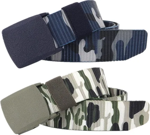 Vista 12 de Cinturón para hombre, cinturón táctico militar de nailon con hebilla sin metal, paquete de 2