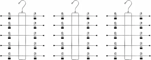 Vista 8 de Perchas de metal de 5 niveles con clips, paquete de 2 perchas de alambre que ahorran espacio, perchas de acero inoxidable resistentes