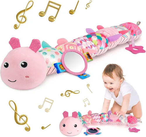 Vista 8 de Sumobaby - Juguetes de peluche musicales para bebés, con múltiples texturas sensoriales, sonajero y crujidos, para tiempo boca abajo, recién nacidos