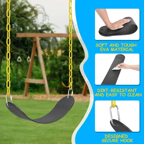 Vista 3 de AGPTEK - Juego de columpios de plástico suave EVA, con cadenas resistentes al óxido de 66 pulgadas, color negro
