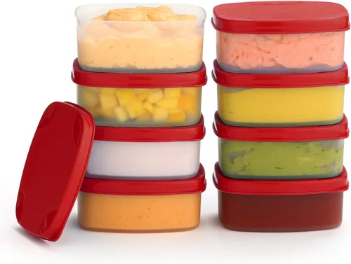 Vista 14 de Recipientes para condimentos con tapas, paquete de 8 unidades, 1.3 onzas. Recipiente para aderezo para ensalada para llevar, pequeños recipientes