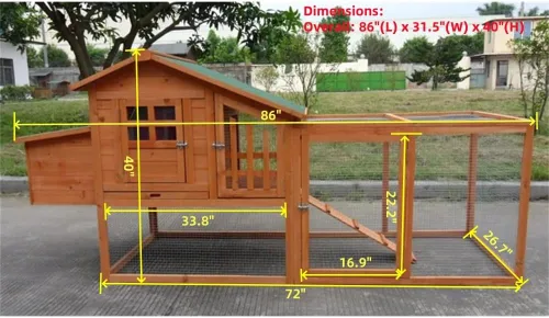 Vista 8 de Deluxe – Casa gallinero grande de madera para patio trasero, para 3 a 5 pollos, con caja de nido