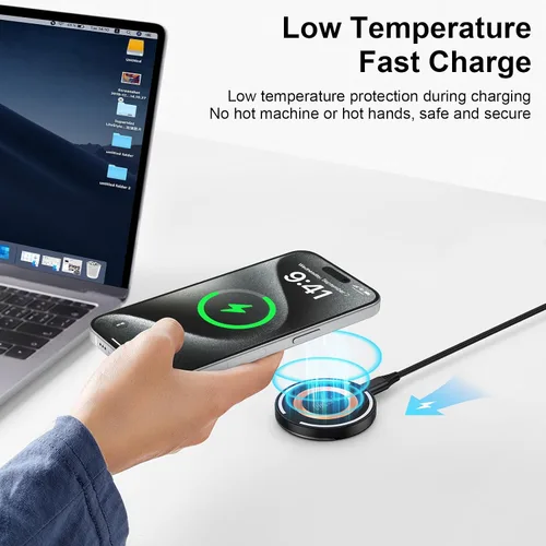Vista 5 de 15w inalámbrico Qi Android teléfono celular Pad carga rápida compatible para iPhone 15 16 14 13 12 Samsung Galaxy S23 S24 S25 S21 S20 cargador