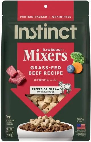 Vista 13 de Instinct Raw Boost Mixers, Topper de comida para perro liofilizada, receta sin granos - Carne natural 100%, bolsa de 6 oz