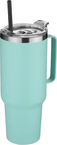 Vista 34 de Hasle Outfitters - Vaso de acero inoxidable de 40 onzas con asa, juego de vasos térmicos aislados al vacío, taza de viaje reutilizable de doble
