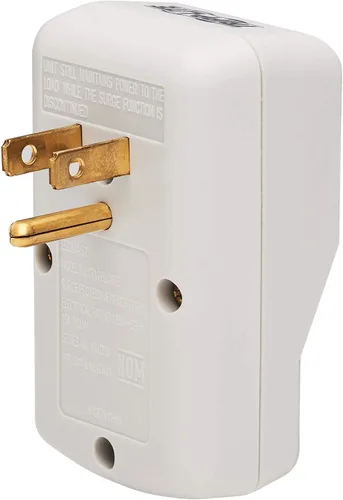 Vista 5 de Tripp Lite, estabilizador de corriente de 2 salidas con 4 puertos de carga USB (4,8 A total), cable de 6 pies (TLP26USBB). 1 enchufe + TEL
