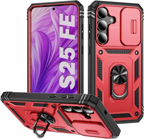 Vista 172 de PASNEW Funda militar para iPhone 13 Pro Max, cubierta de cámara deslizante y soporte de anillo de metal de 360°, carcasa rígida multicapa resistente