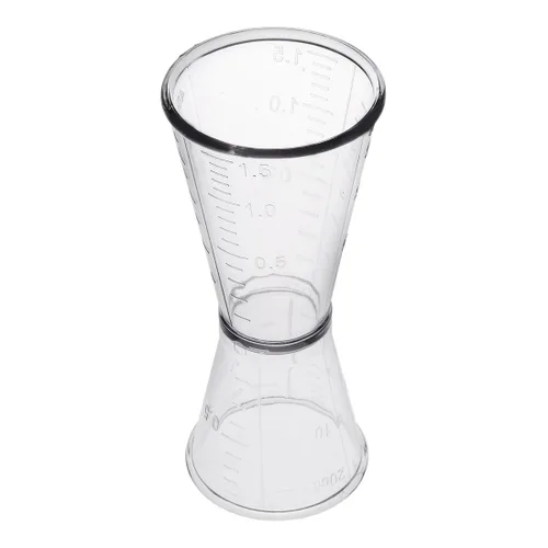 Vista 3 de uxcell 2 unids doble claro Jigger plástico medida taza para bar fiesta cocina herramienta 1.4 fl oz/0.7 fl oz