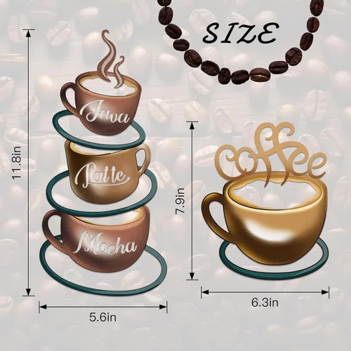 Vista 3 de 4 letreros de metal para taza de café para pared, cocina, decoración de pared, decoración de pared, cafetería, cafetería, tienda, hogar, cocina