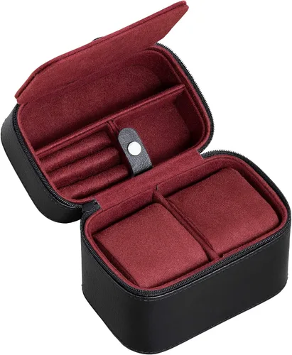 Vista 6 de ROTHWELL Juego de regalo Caja de reloj de cuero con 10 ranuras y funda de viaje para 2 relojes a juego - Organizador de exhibición de estuche