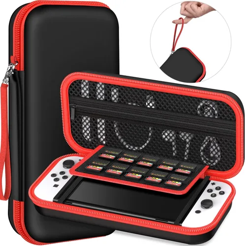 Vista 9 de Funda de transporte compatible con Nintendo Switch OLEDSwitch funda protectora de carcasa dura funda de transporte portátil con interruptores bolsa