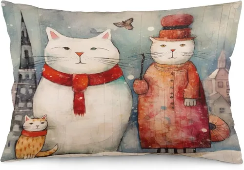 Vista 20 de Fundas de almohada decorativas de invierno, con bastones de caramelo, alce, Papá Noel, paseos en trineo, 12 x 20 pulgadas, con cremallera
