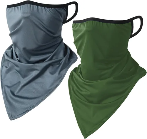 Vista 8 de CORIRESHA Polaina para el cuello de 2 piezas para mujer con trabillas para las orejas, cubierta de pasamontañas, protección contra el polvo y el sol